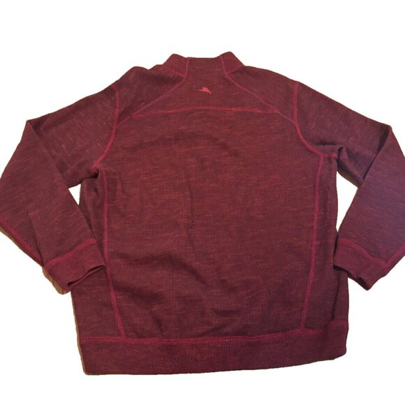 Tommy Bahama Men’s Reversible Flipshore Half Zip Sweater Sz M - Burgandy - Picture 4 of 6